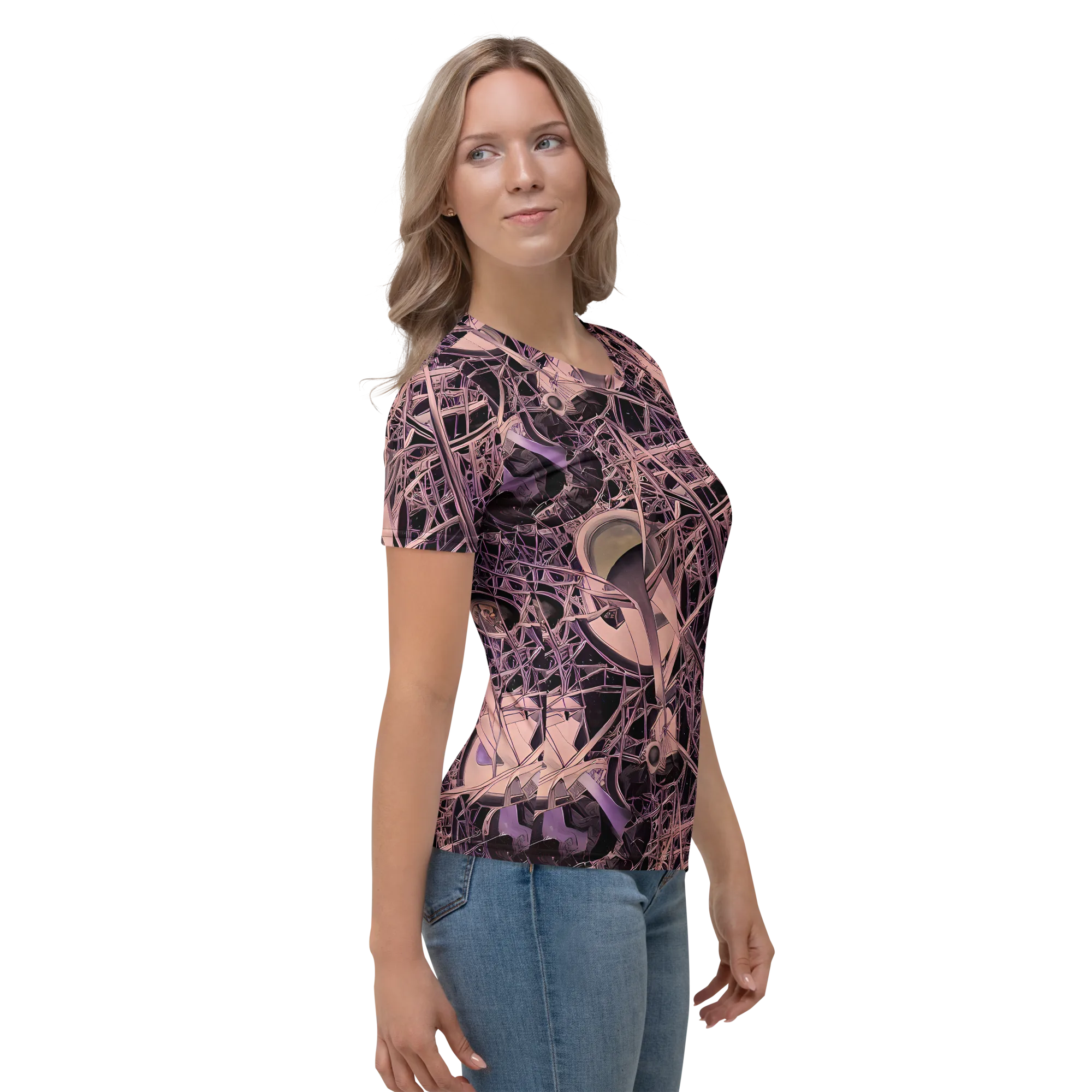 Mauve Labyrinth on Women's Crew Neck T-Shirt — Right