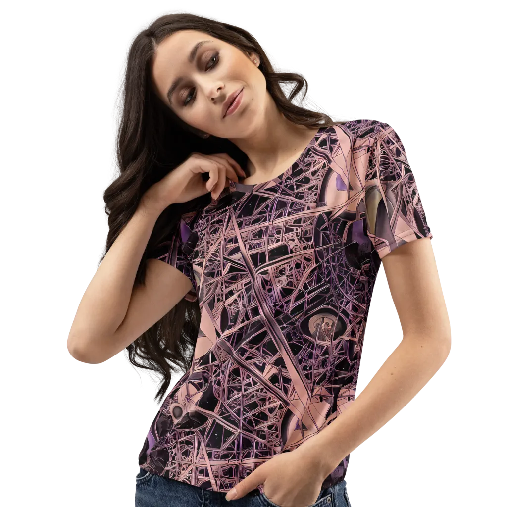 Mauve Labyrinth on Women's Crew Neck T-Shirt — Left Front