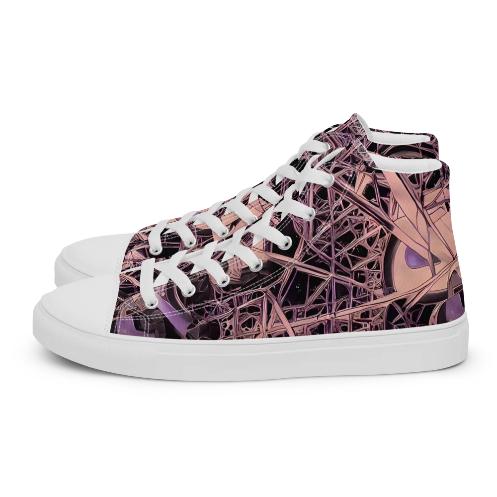 Mauve Labyrinth on Women's High Top Canvas Shoes — Left