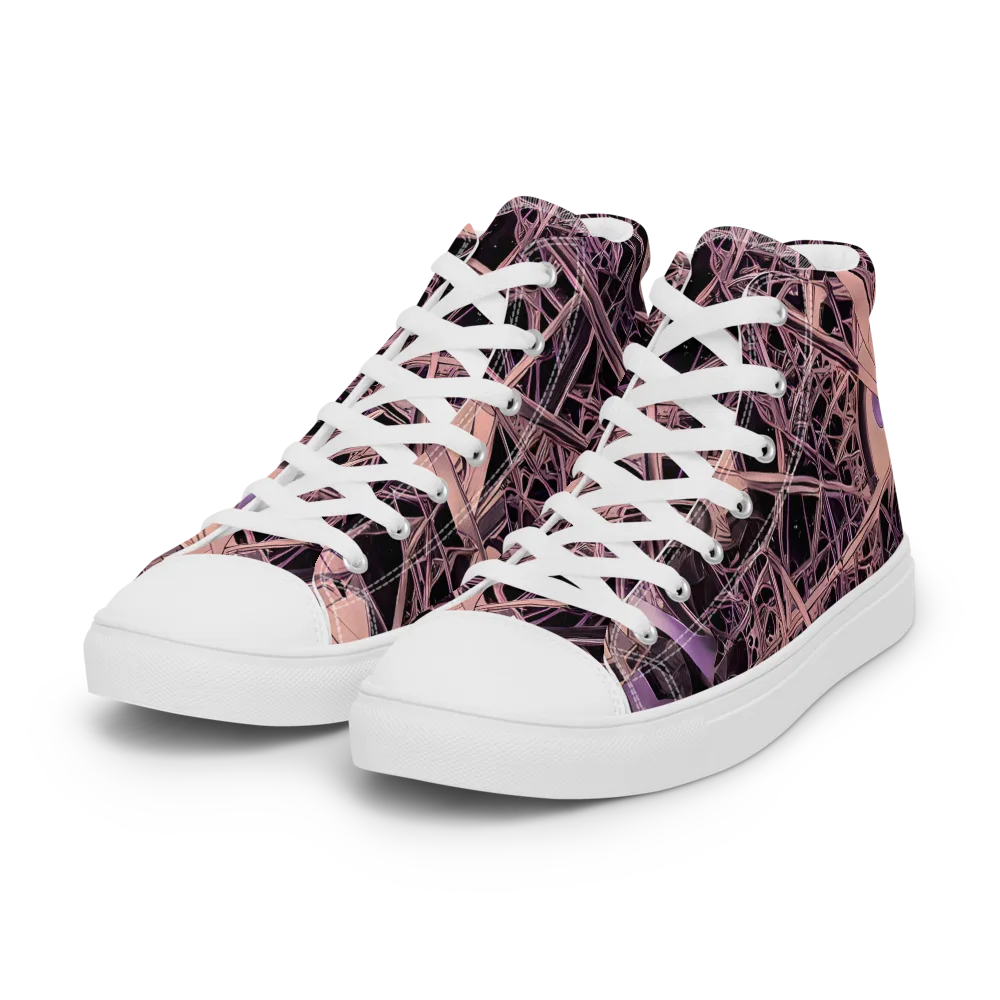 Mauve Labyrinth on Women's High Top Canvas Shoes — Left Front
