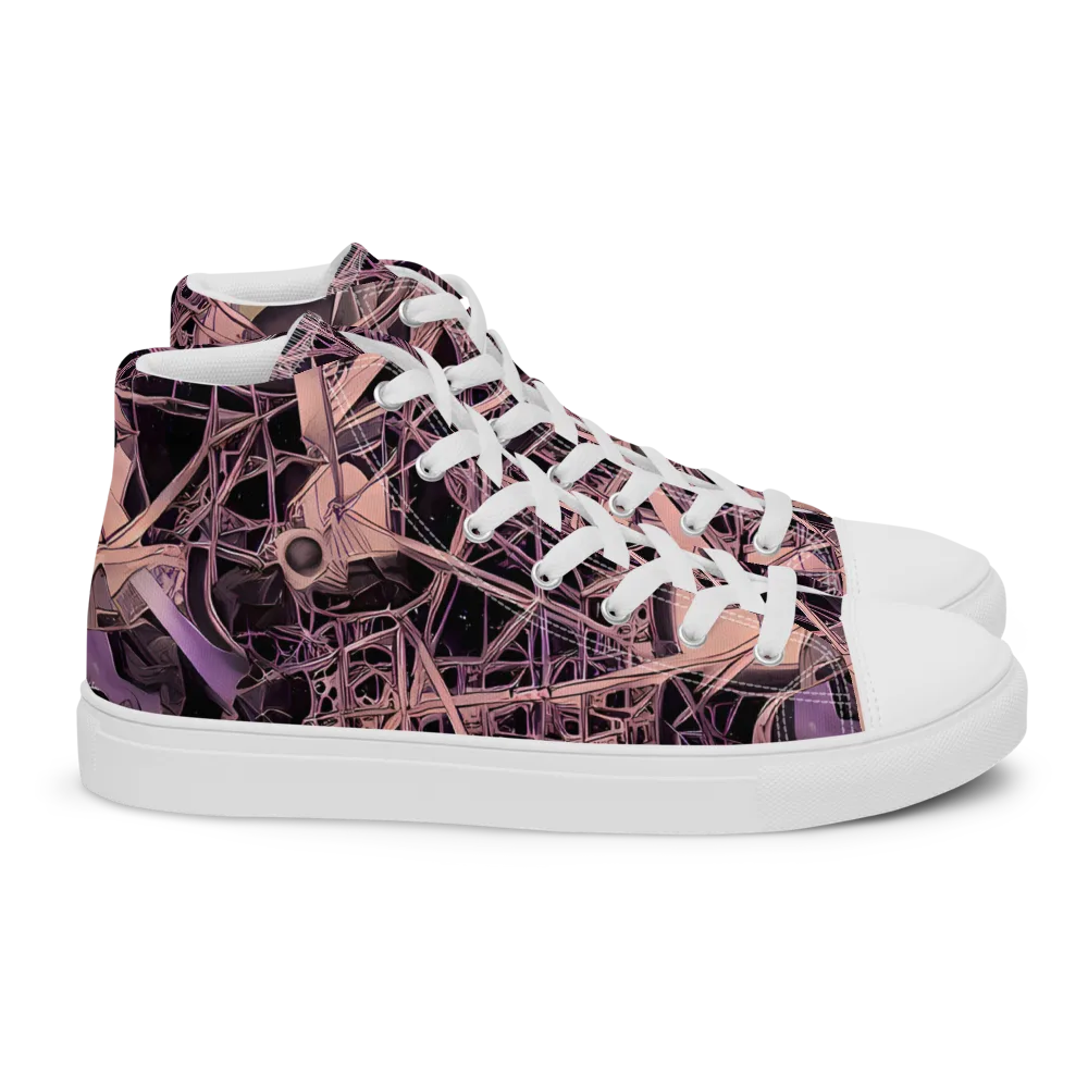 Mauve Labyrinth on Women's High Top Canvas Shoes — Right