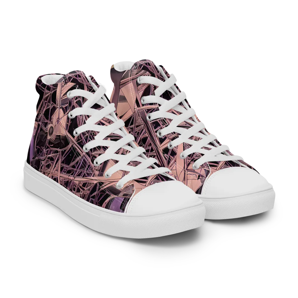 Mauve Labyrinth on Women's High Top Canvas Shoes — Right Front
