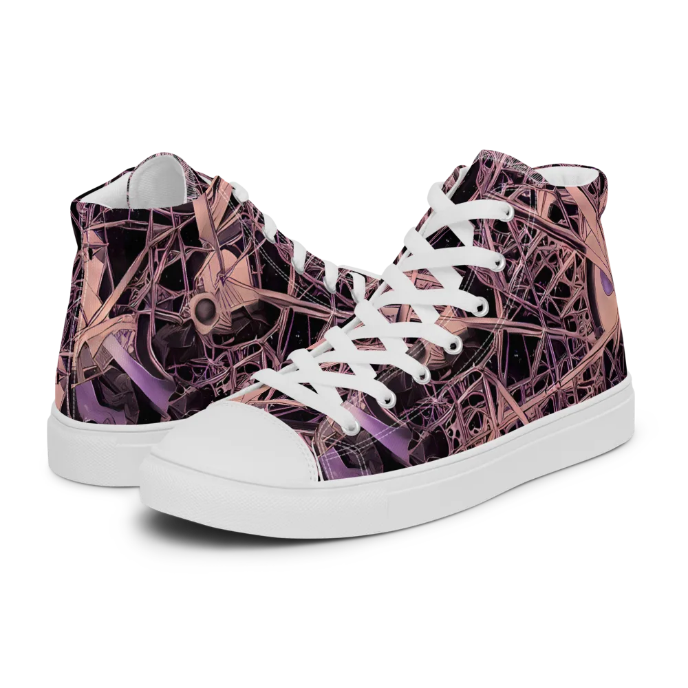 Mauve Labyrinth on Women's High Top Canvas Shoes — Left