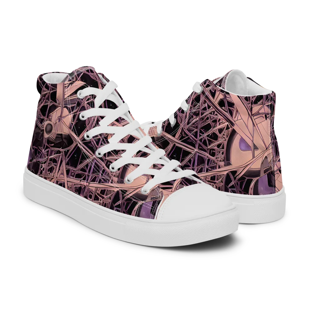 Mauve Labyrinth on Women's High Top Canvas Shoes — Right