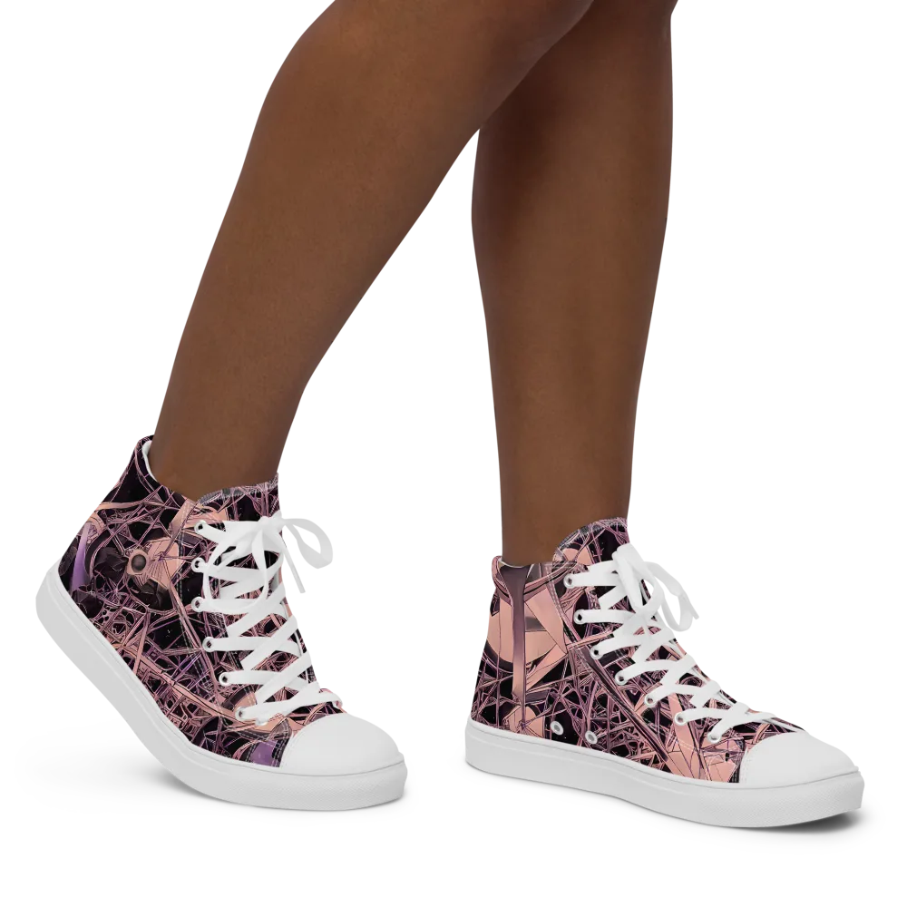 Mauve Labyrinth on Women's High Top Canvas Shoes — Right
