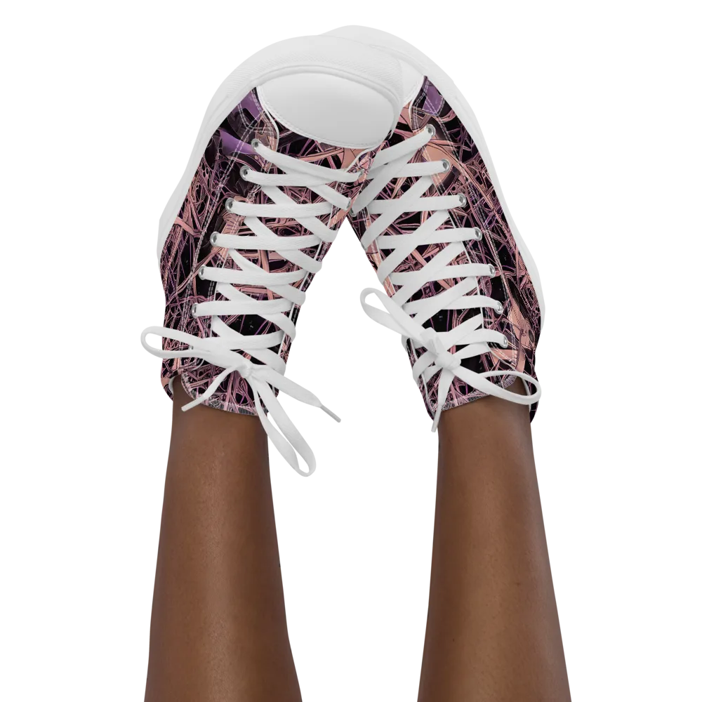 Mauve Labyrinth on Women's High Top Canvas Shoes — Front