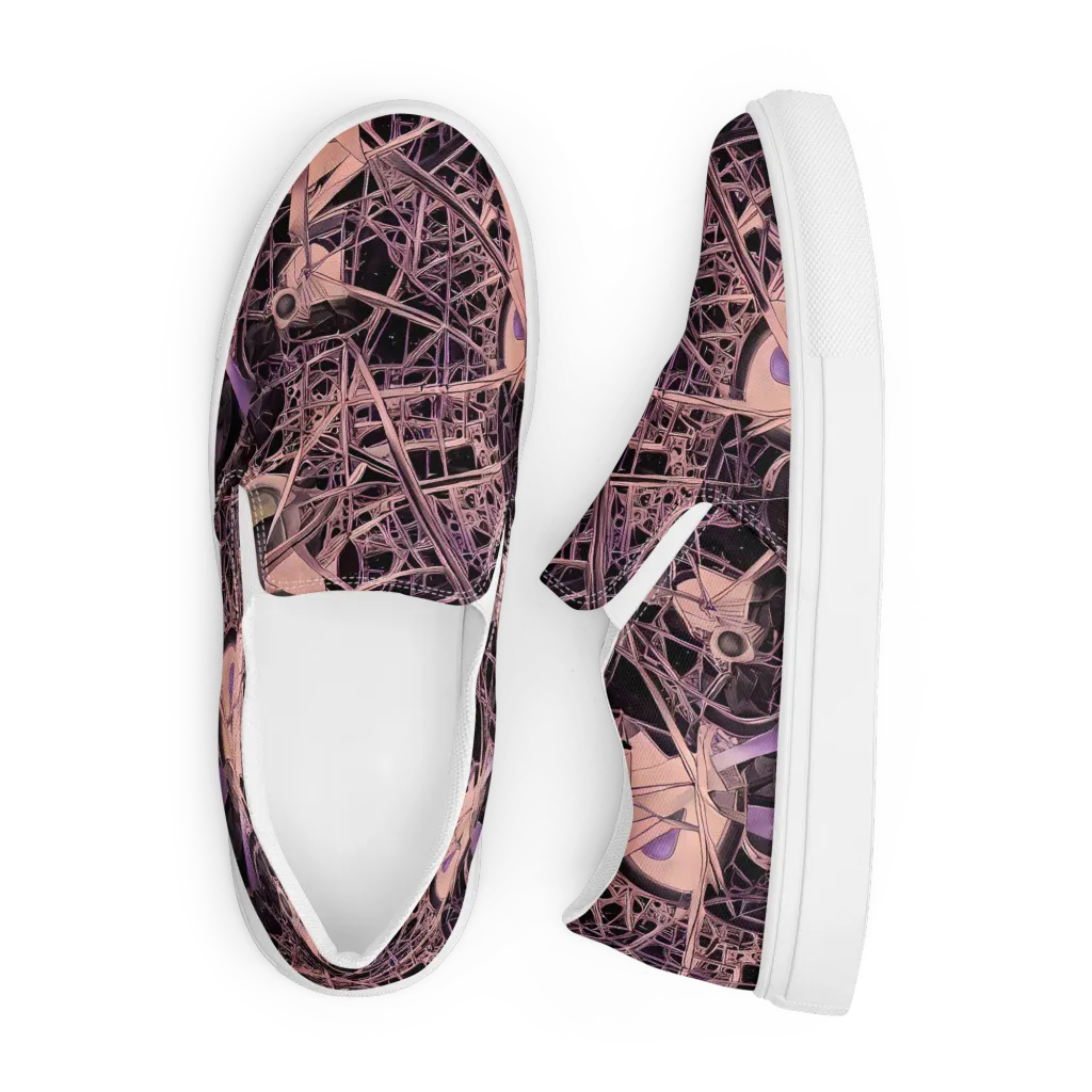 Mauve Labyrinth on Men's Slip-On Canvas Shoes — Front