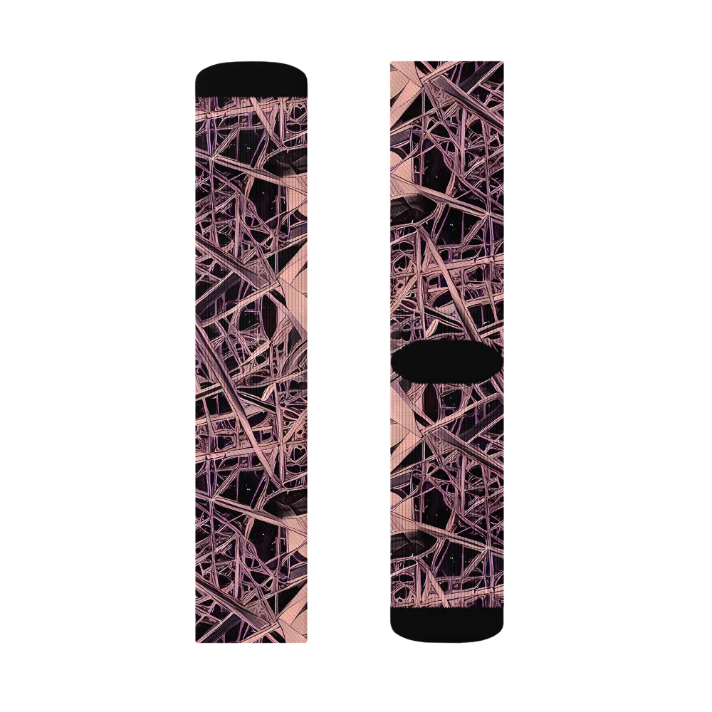 Mauve Labyrinth on Socks — Right Sock