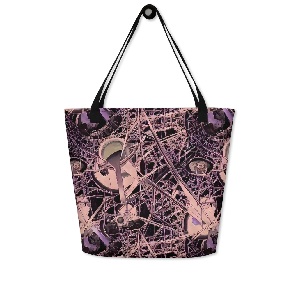 Mauve Labyrinth on Large Tote Bag W/ Pocket — Front
