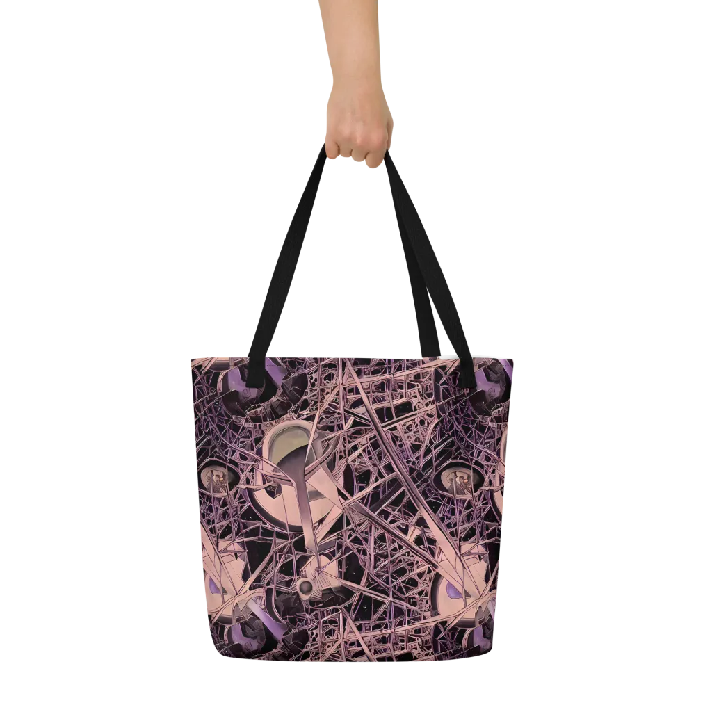 Mauve Labyrinth on Large Tote Bag W/ Pocket — Front
