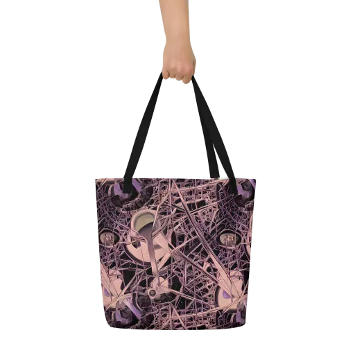Mauve Labyrinth on a Large Tote Bag W/ Pocket