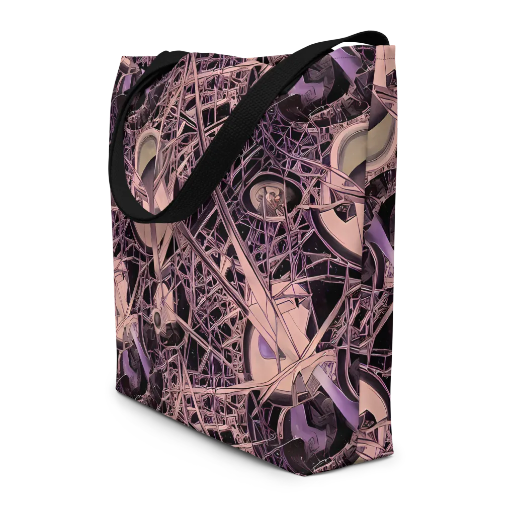 Mauve Labyrinth on Large Tote Bag W/ Pocket — Front