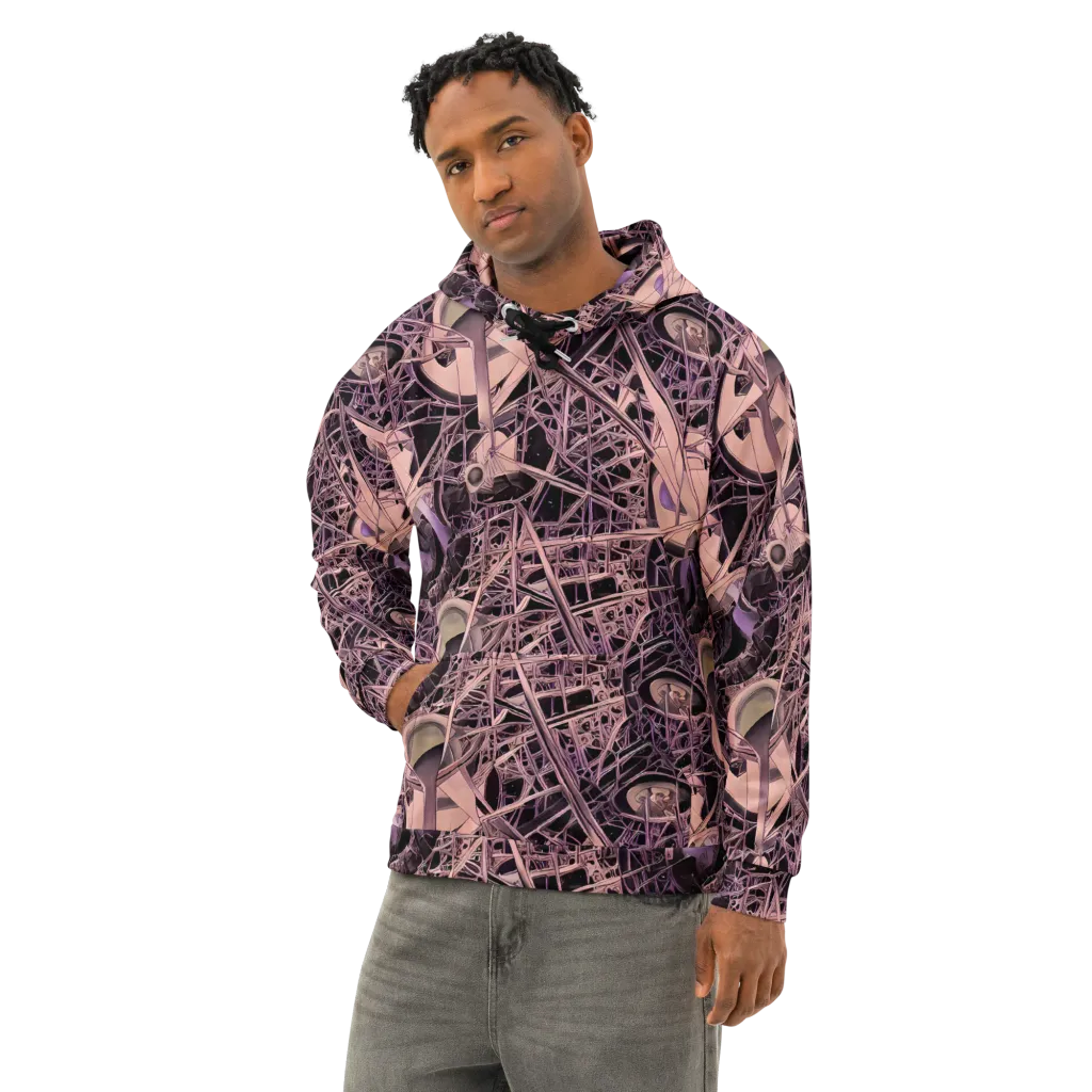 Mauve Labyrinth on Cotton Hoodie — Left Front