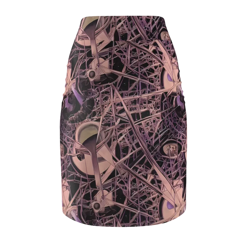 Mauve Labyrinth on Pencil Skirt — Back