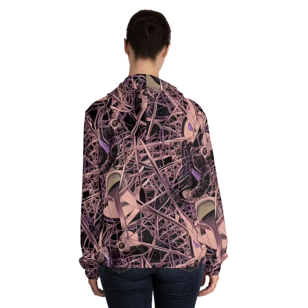 Mauve Labyrinth on Women's Full-Zip Hoodie — Back On Person