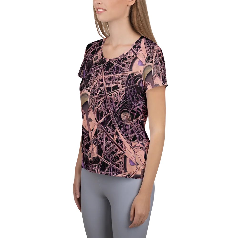 Mauve Labyrinth on Women's Athletic T-Shirt — Left