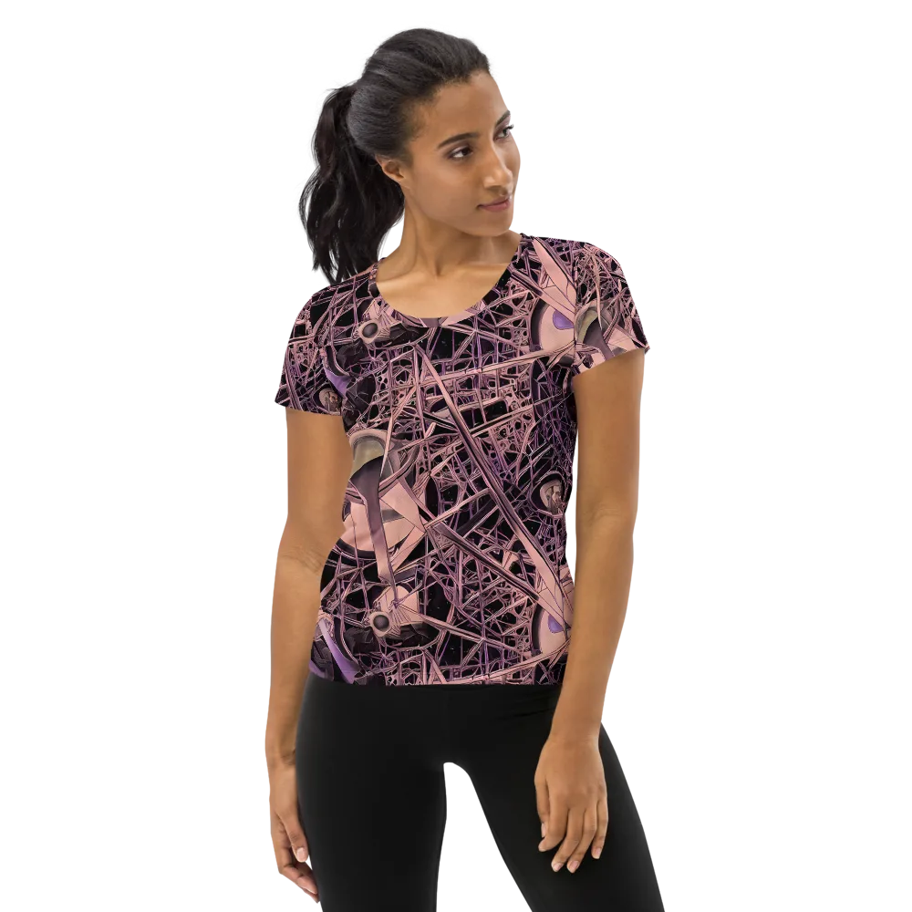 Mauve Labyrinth on Women's Athletic T-Shirt — Front