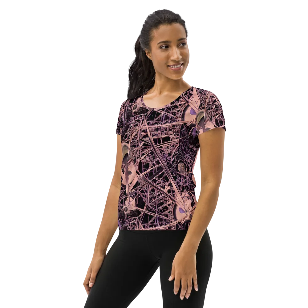Mauve Labyrinth on Women's Athletic T-Shirt — Left