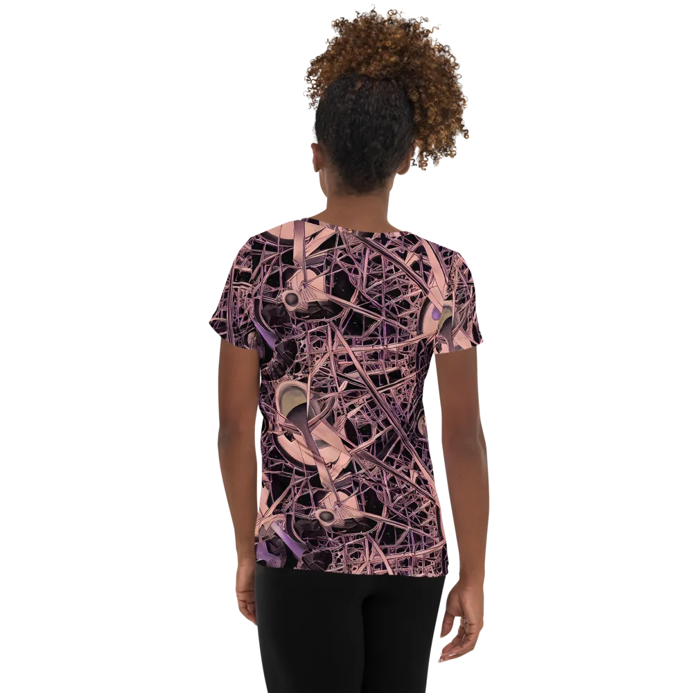 Mauve Labyrinth on Women's Athletic T-Shirt — Back