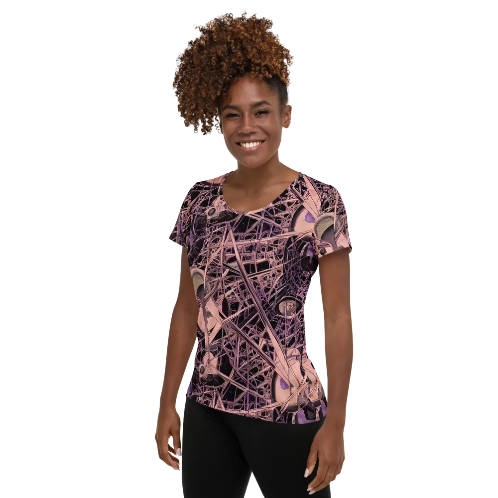 Mauve Labyrinth on Women's Athletic T-Shirt — Left