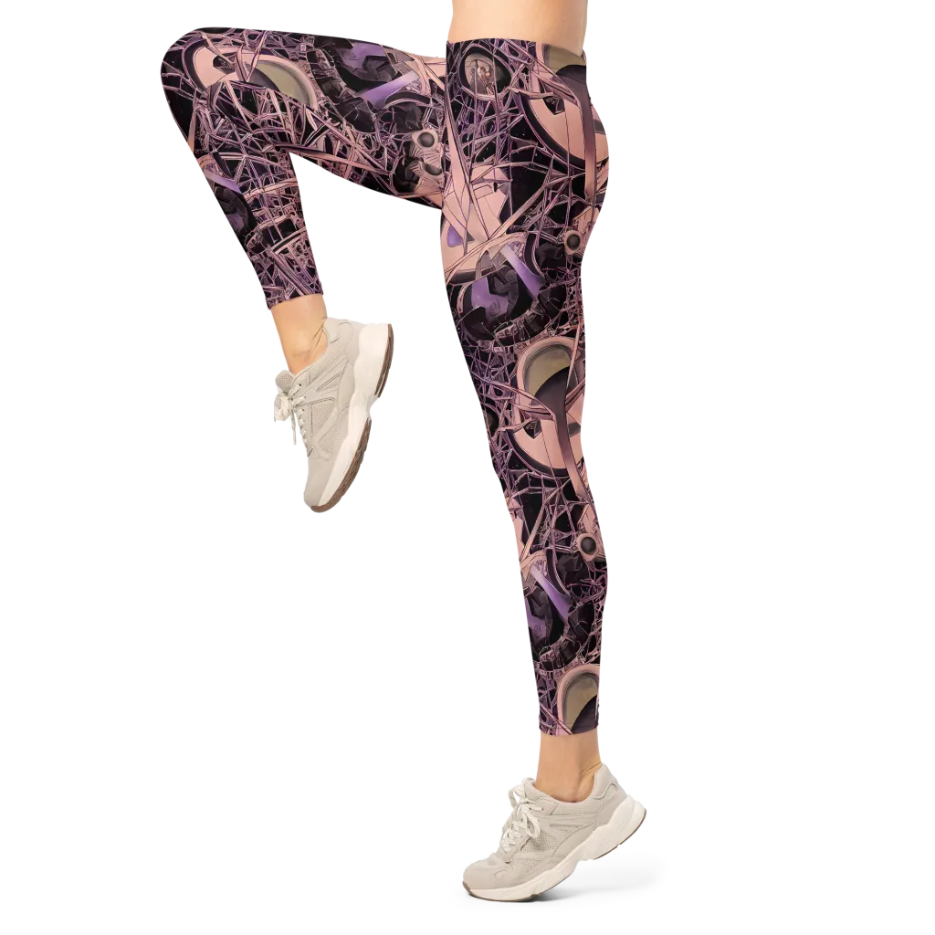 Mauve Labyrinth on Leggings — Left