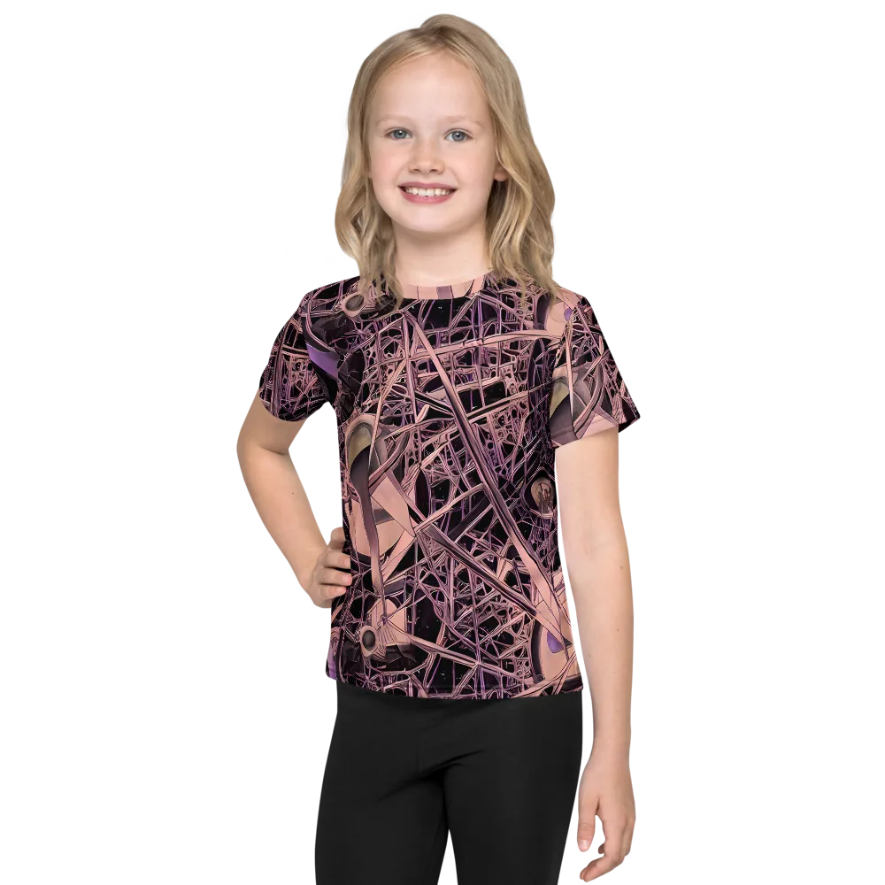 Mauve Labyrinth on Kids Crew Neck T-Shirt — Front