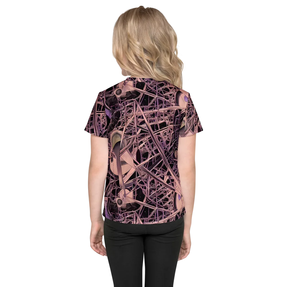 Mauve Labyrinth on Kids Crew Neck T-Shirt — Back