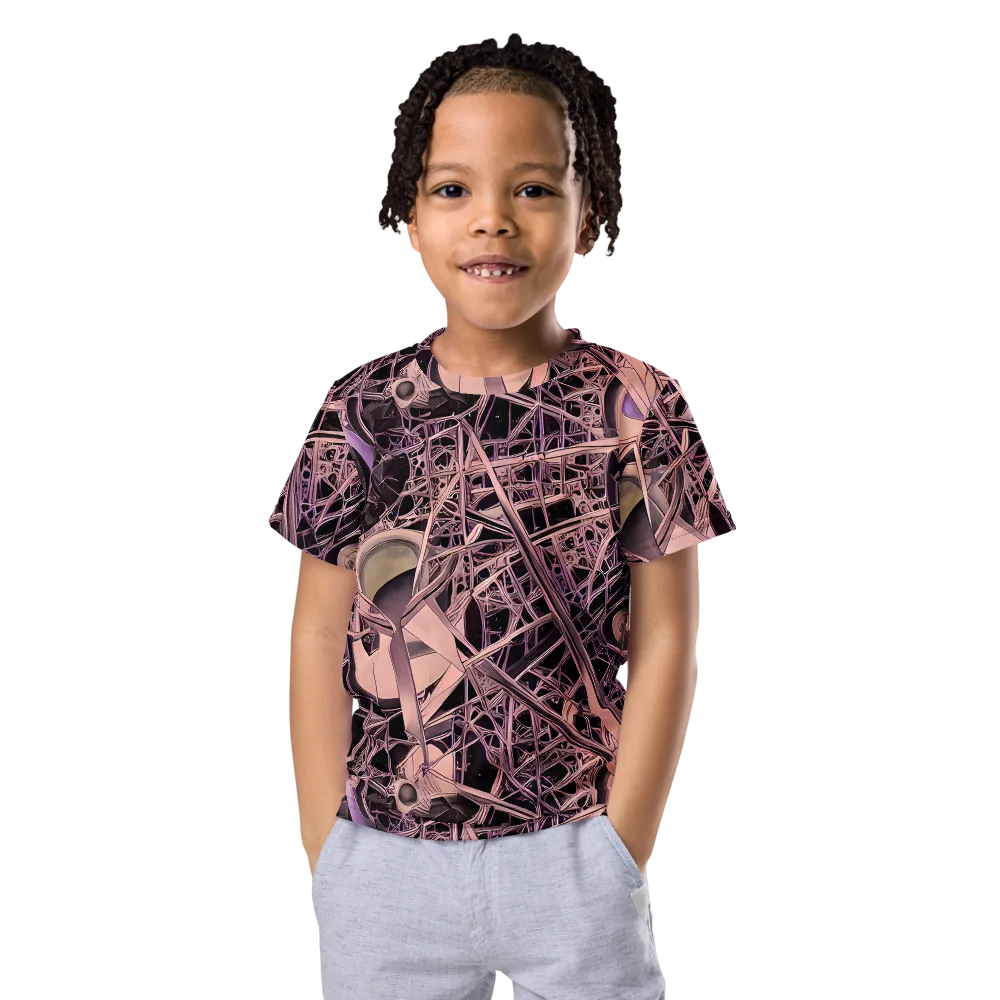 Mauve Labyrinth on Kids Crew Neck T-Shirt — Front