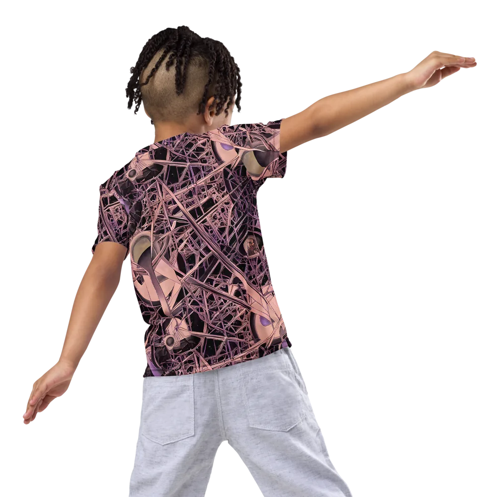 Mauve Labyrinth on Kids Crew Neck T-Shirt — Back