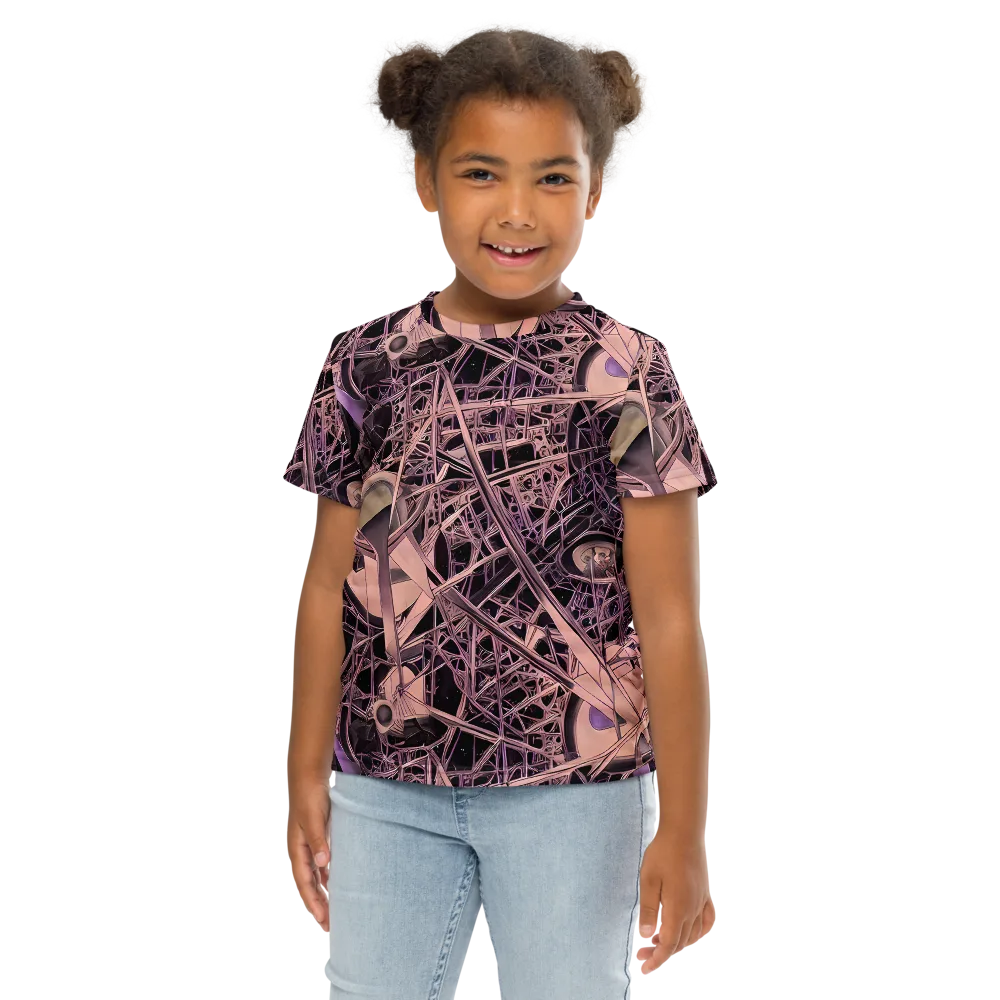 Mauve Labyrinth on Kids Crew Neck T-Shirt — Front