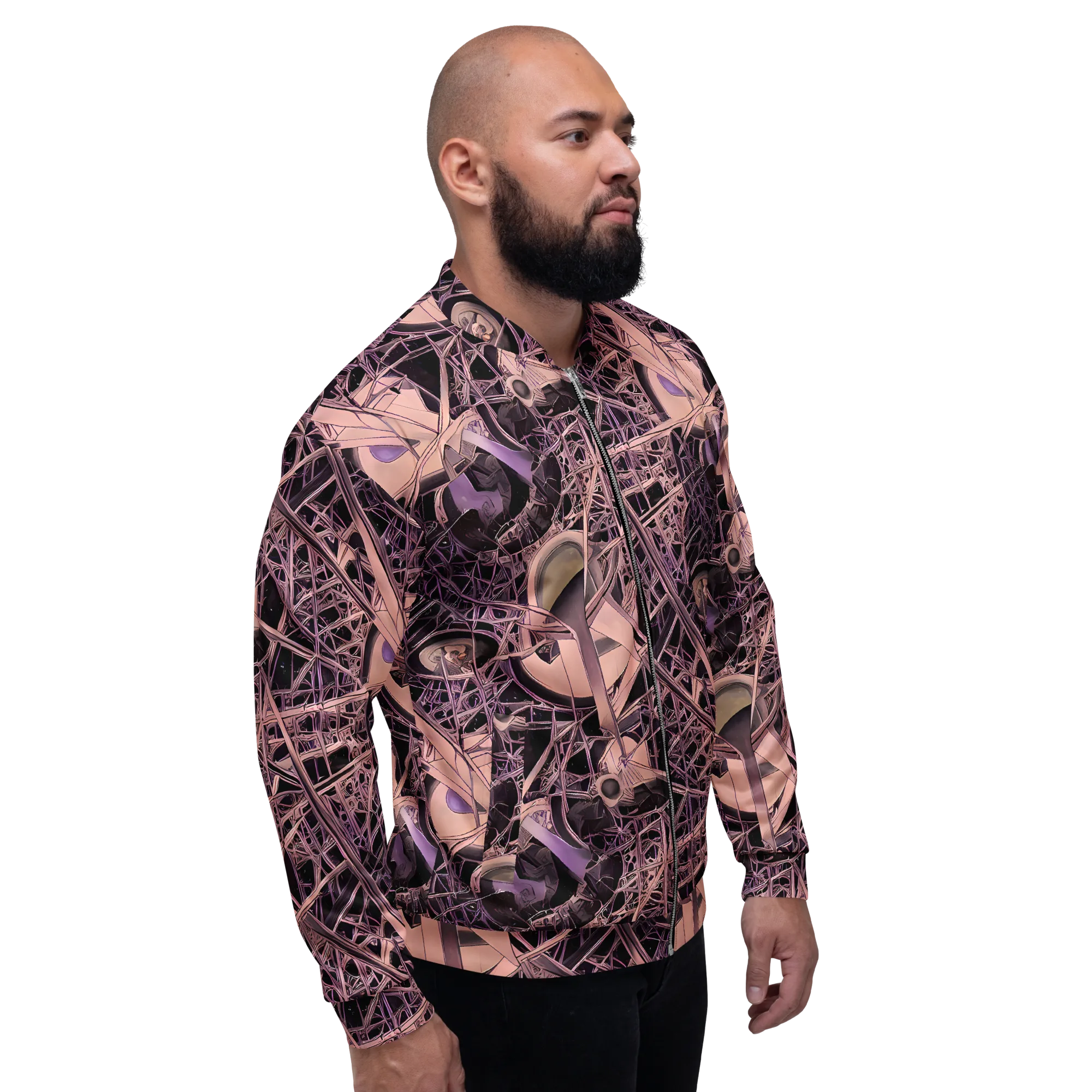 Mauve Labyrinth on Bomber Jacket — Right