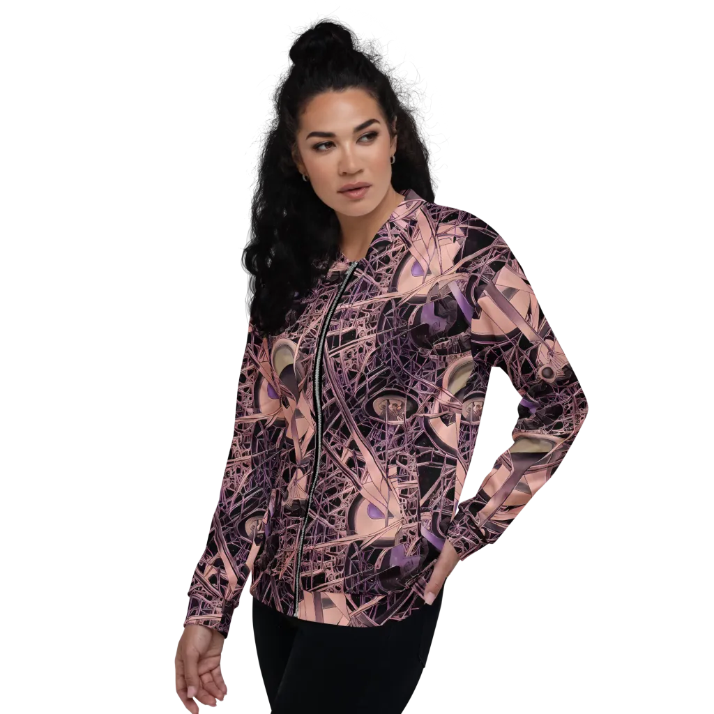 Mauve Labyrinth on Bomber Jacket — Left