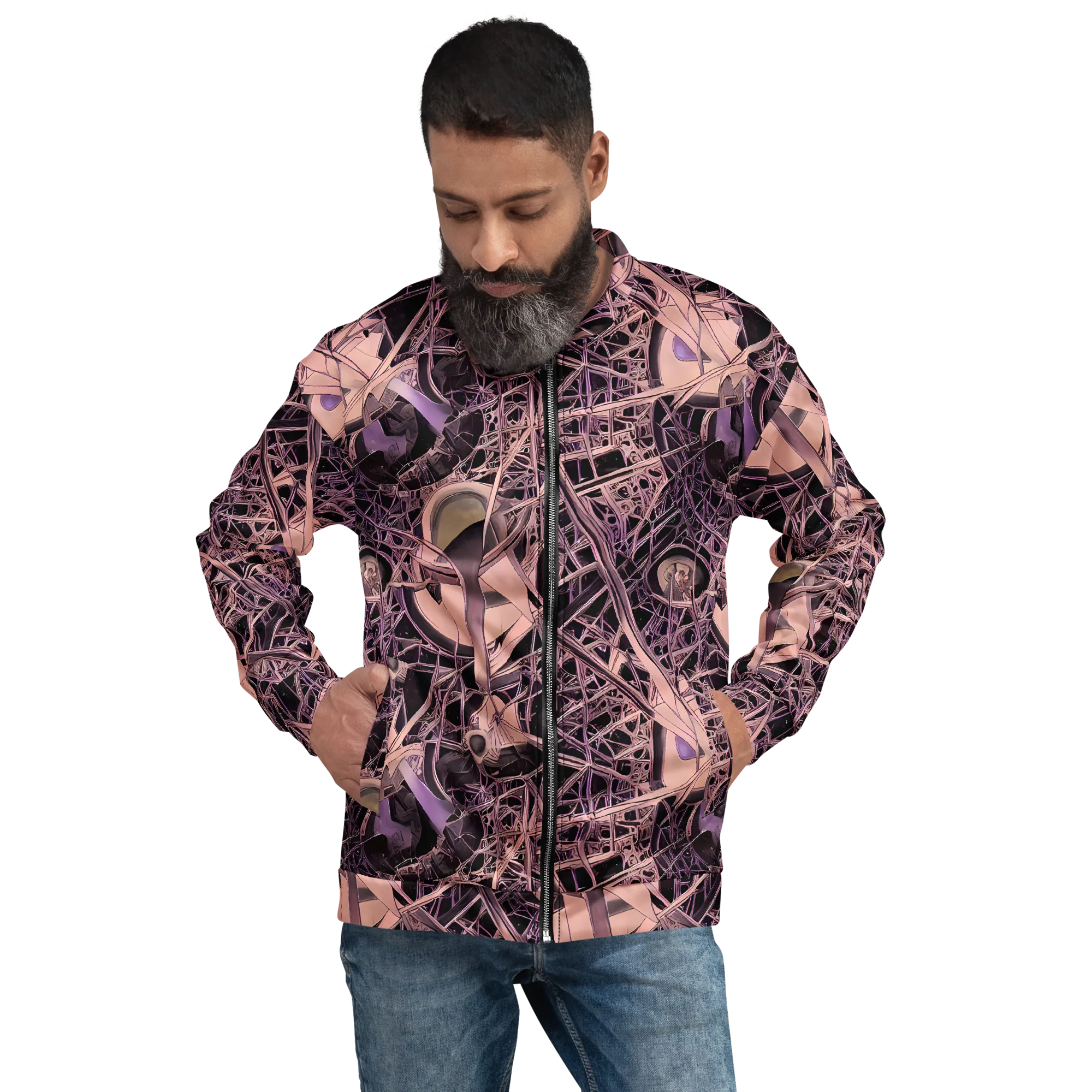 Mauve Labyrinth on Bomber Jacket — Front