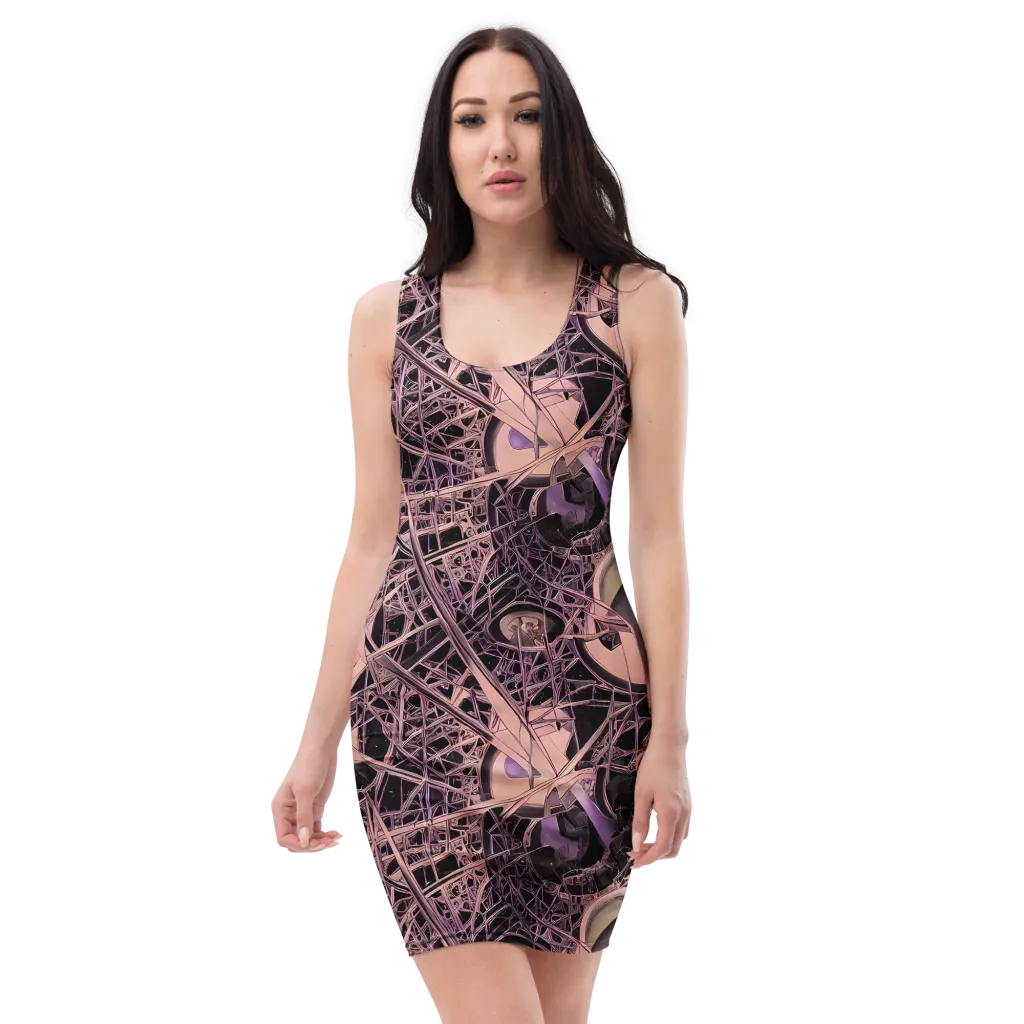 Mauve Labyrinth on Bodycon Dress — Front