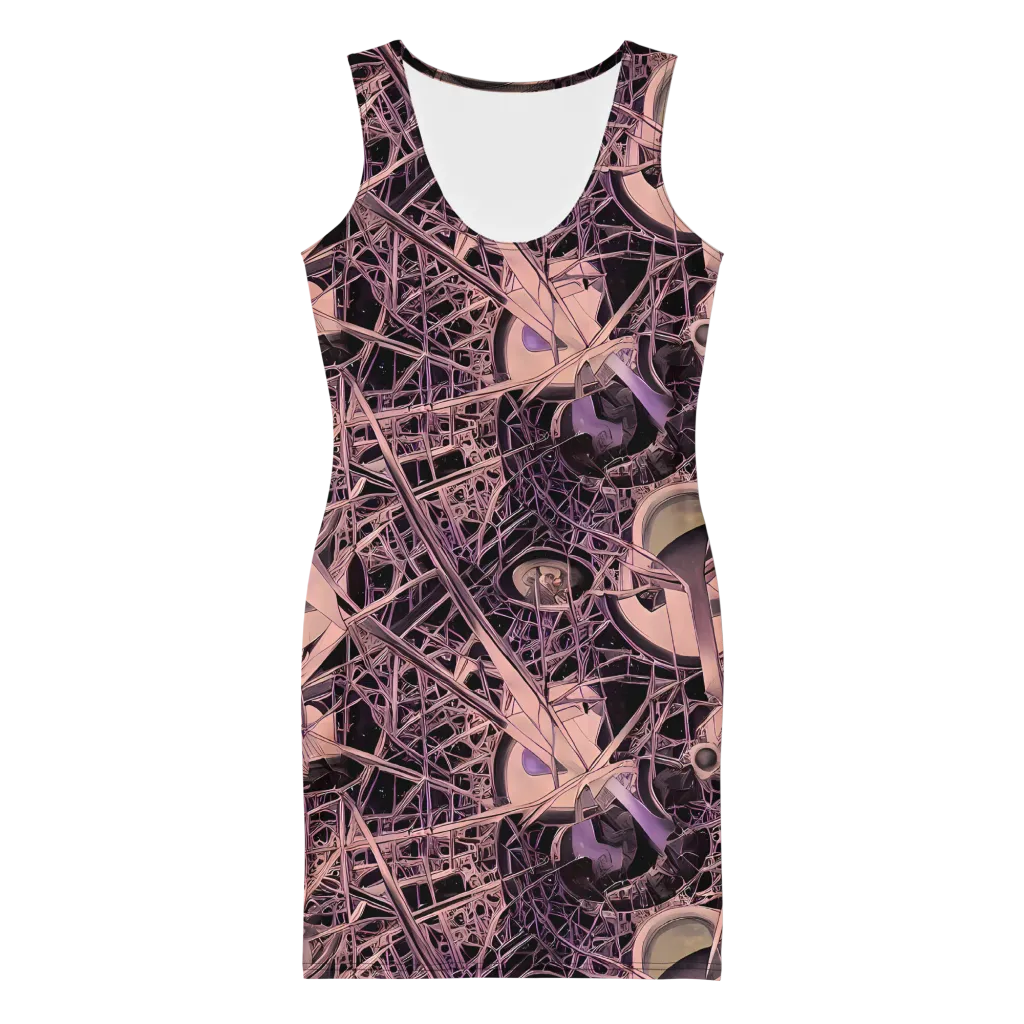 Mauve Labyrinth on Bodycon Dress — Front