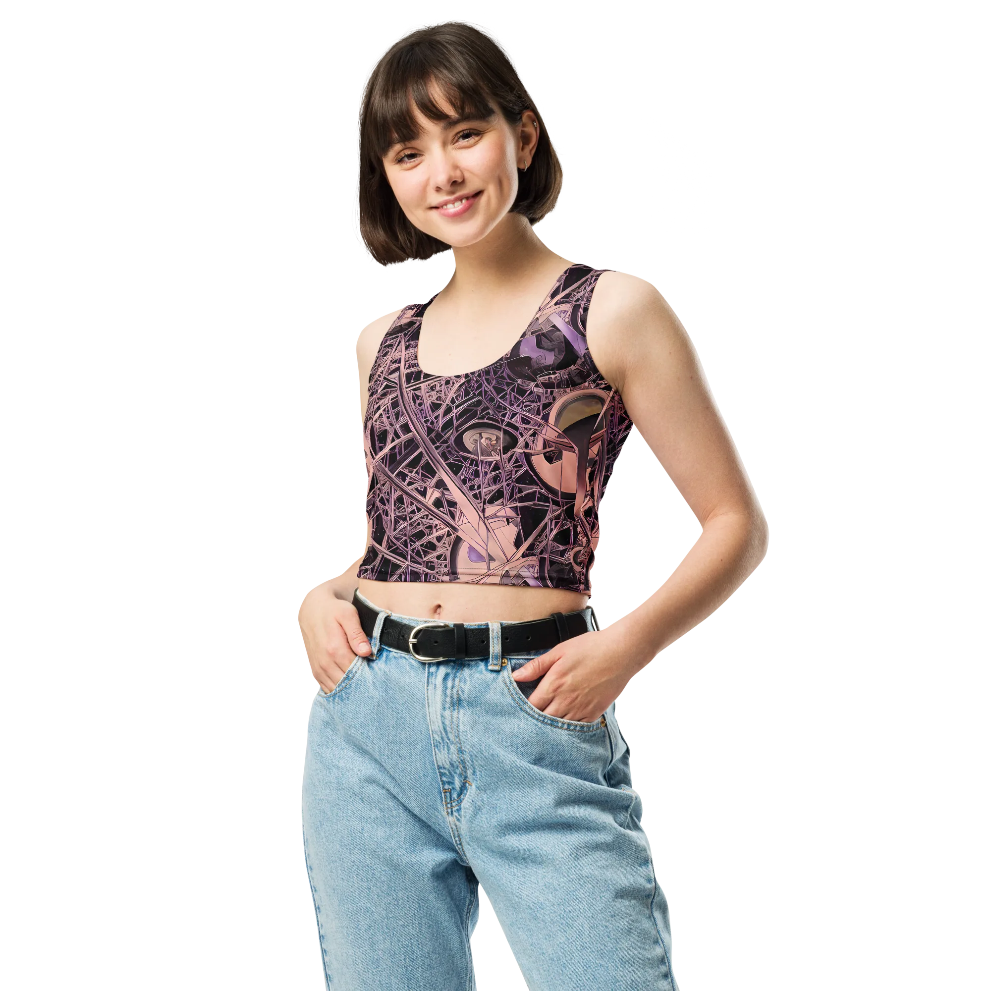 Mauve Labyrinth on Crop Top — Front