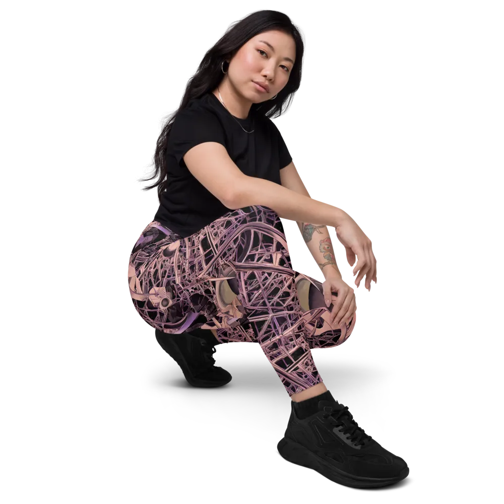 Mauve Labyrinth on Leggings with Pockets — Right Front