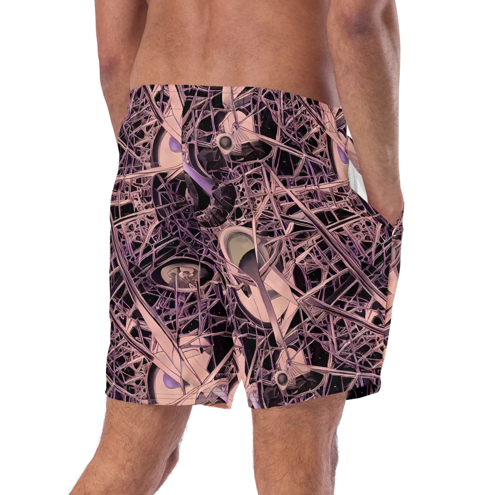 Mauve Labyrinth on Swim Trunks — Right Back