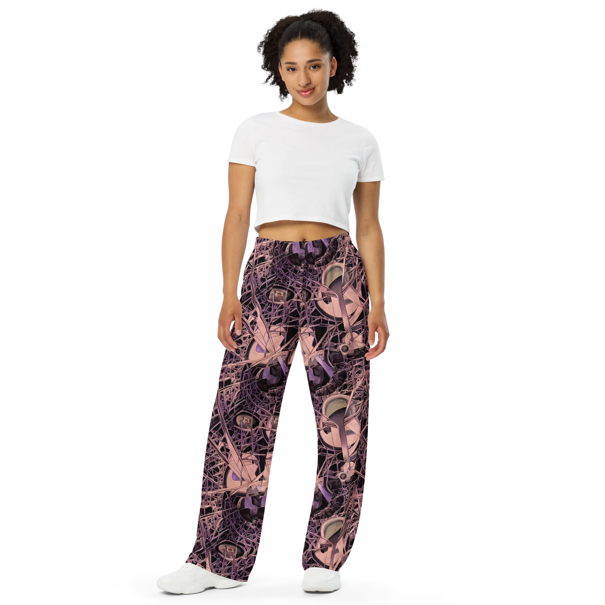 Mauve Labyrinth on Wide-Leg Pants — Front
