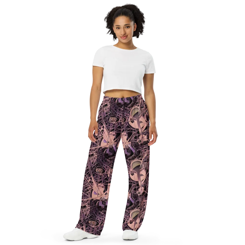 Mauve Labyrinth on Wide-Leg Pants — Front