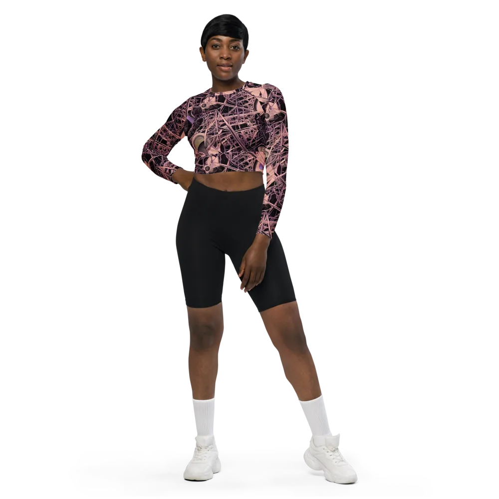 Mauve Labyrinth on Long Sleeve Crop Top — Front
