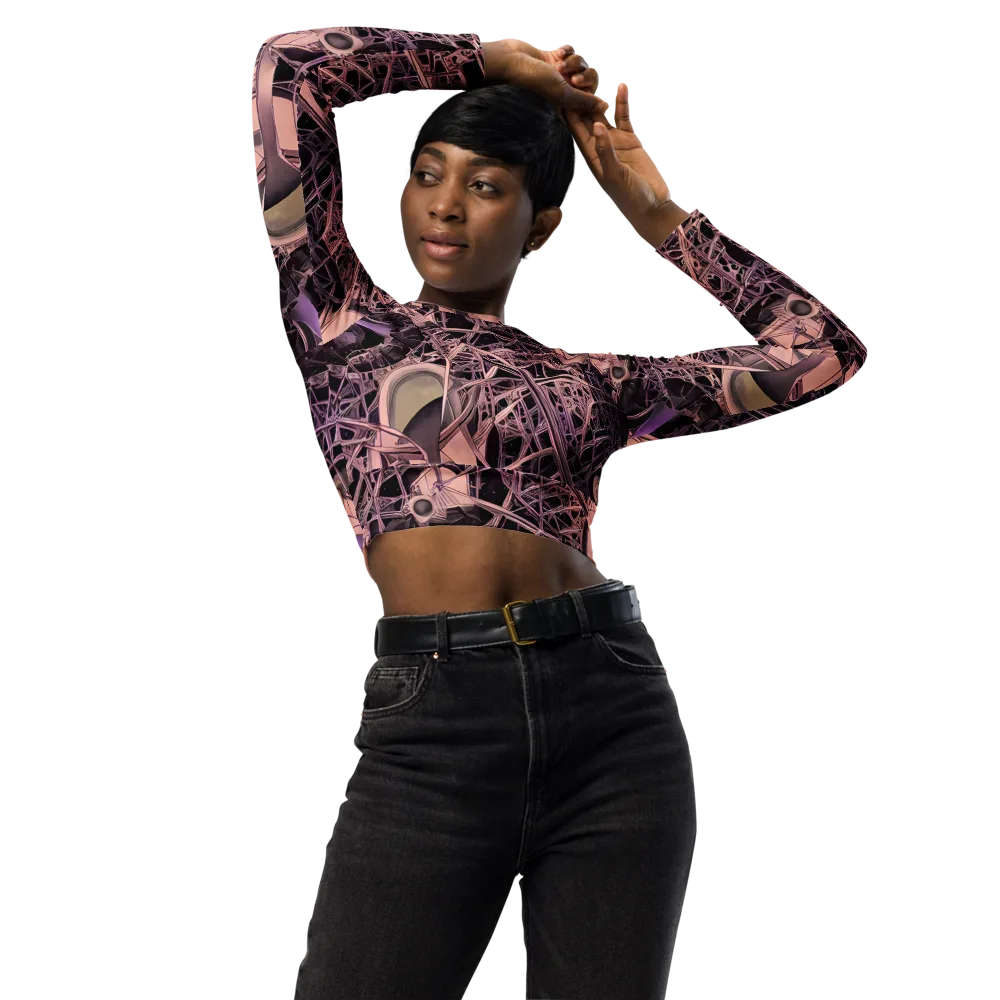 Mauve Labyrinth on Long Sleeve Crop Top — Front