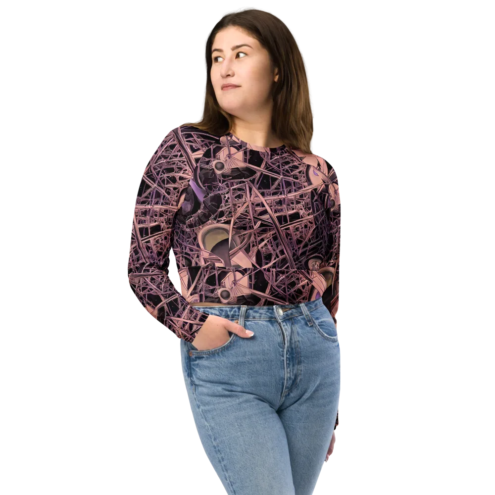 Mauve Labyrinth on Long Sleeve Crop Top — Front