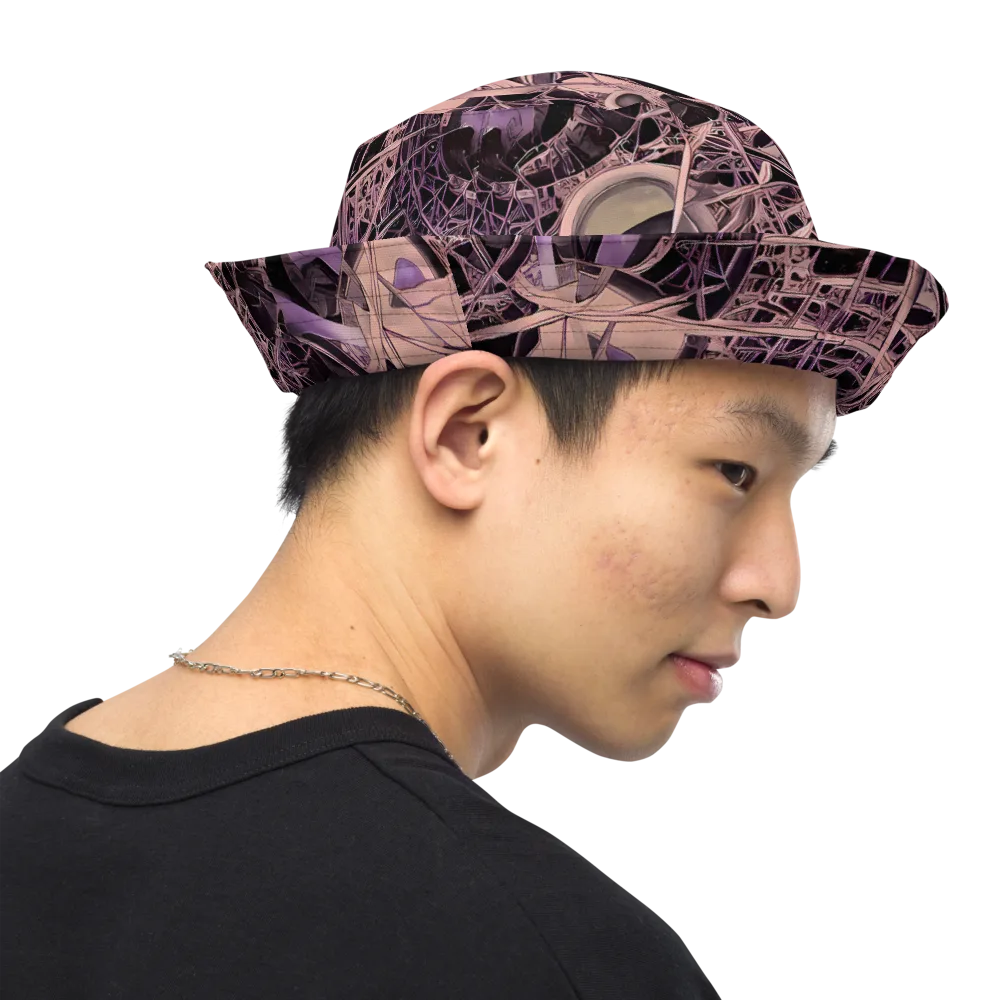 Mauve Labyrinth on Reversible Bucket Hat — Right Outside