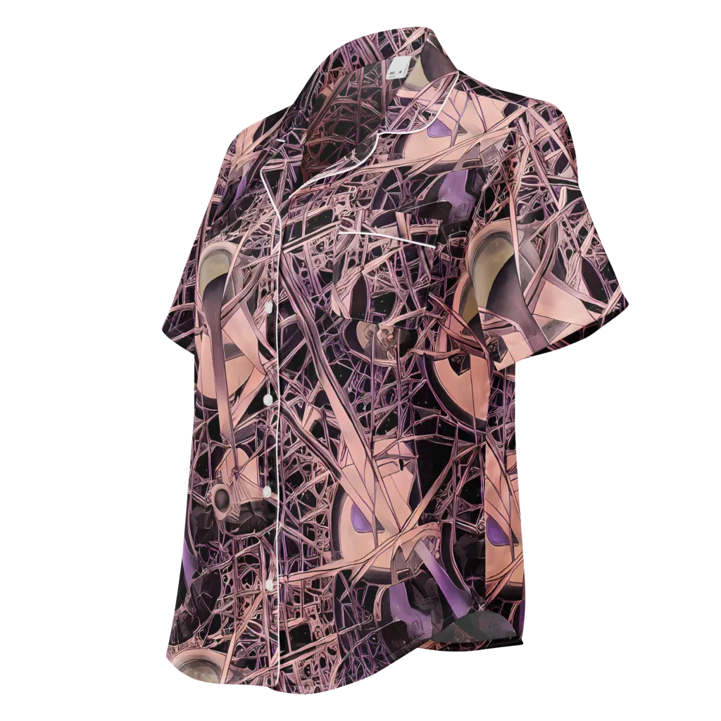 Mauve Labyrinth on Women's Short Sleeve Pajama Top — Left Front