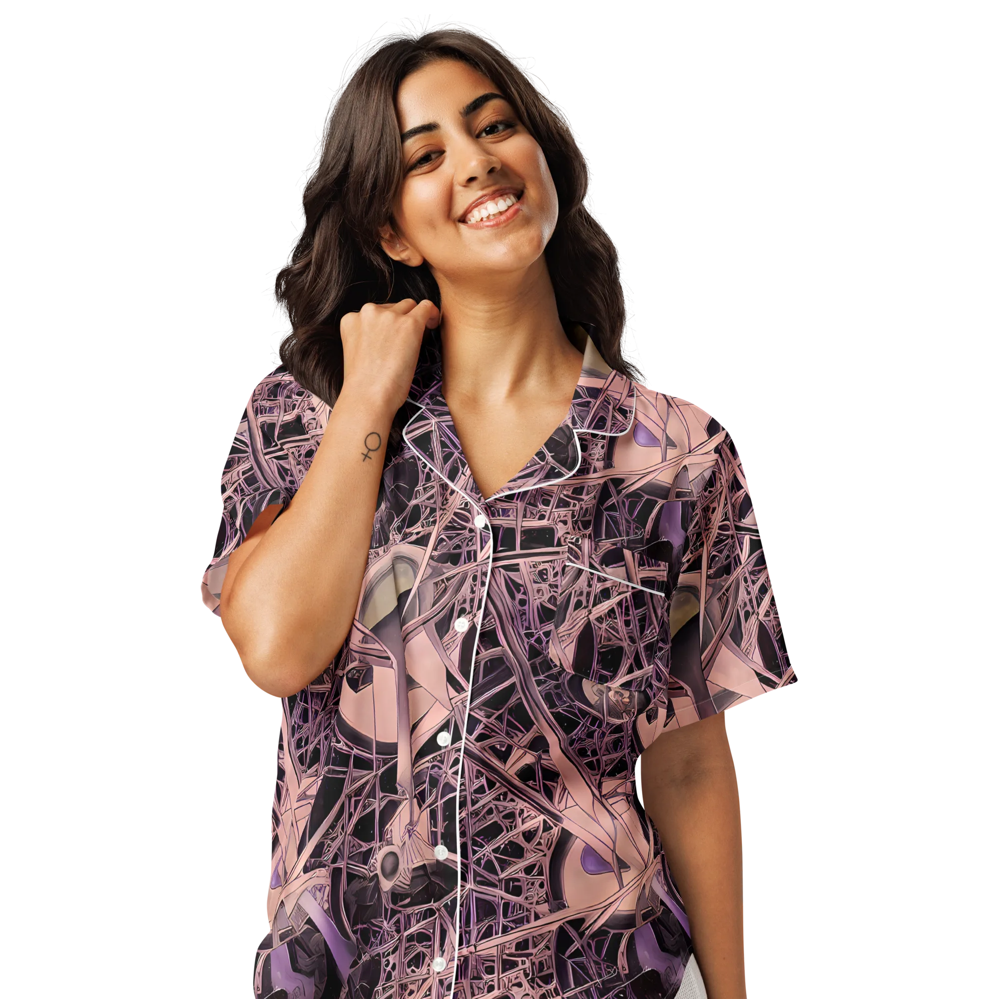 Mauve Labyrinth on Women's Short Sleeve Pajama Top — Front