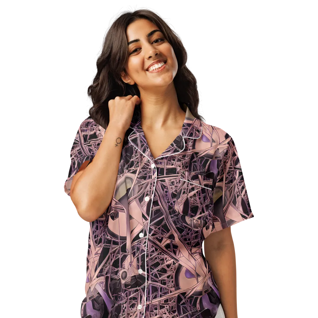 Mauve Labyrinth on Women's Short Sleeve Pajama Top — Front