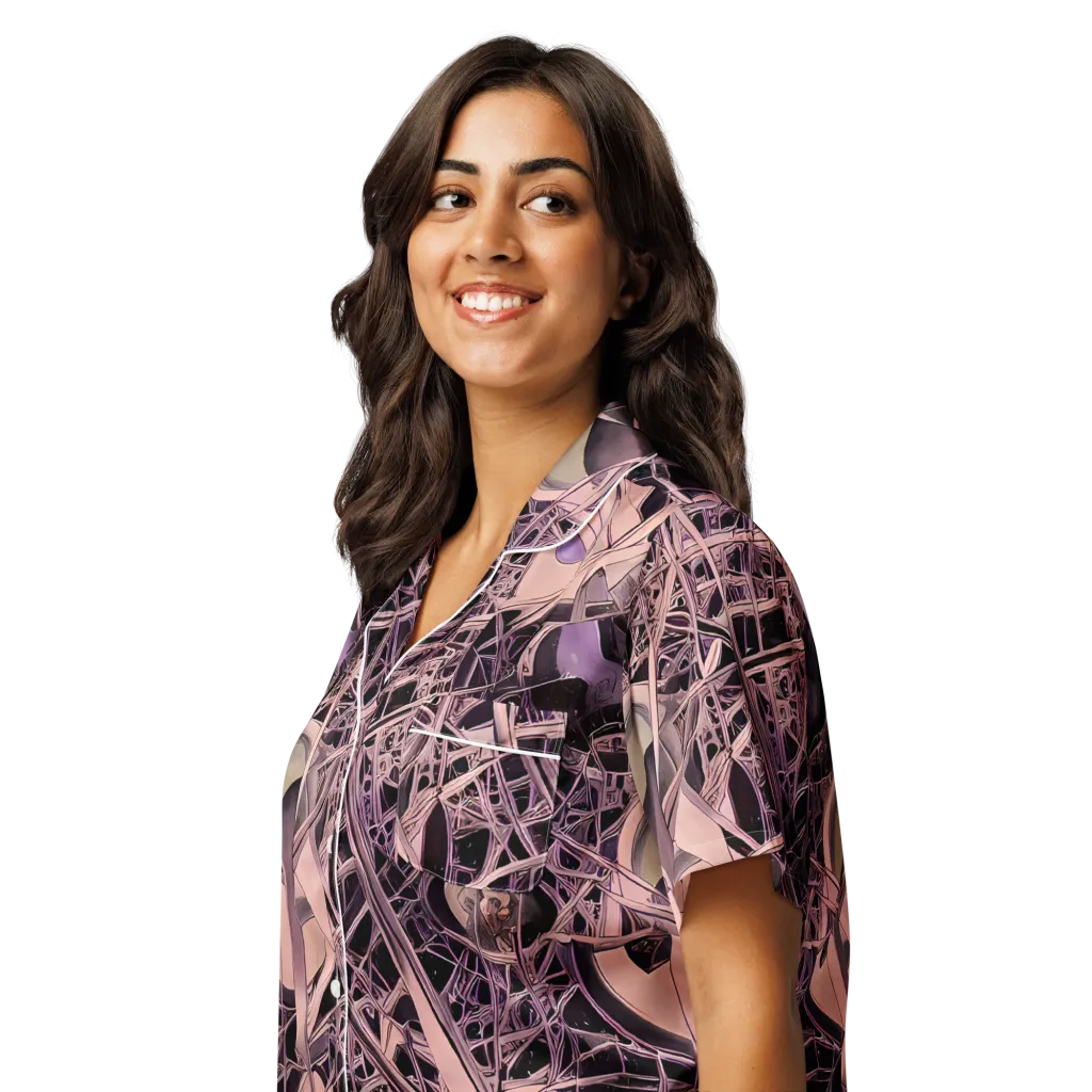 Mauve Labyrinth on Women's Short Sleeve Pajama Top — Left Front