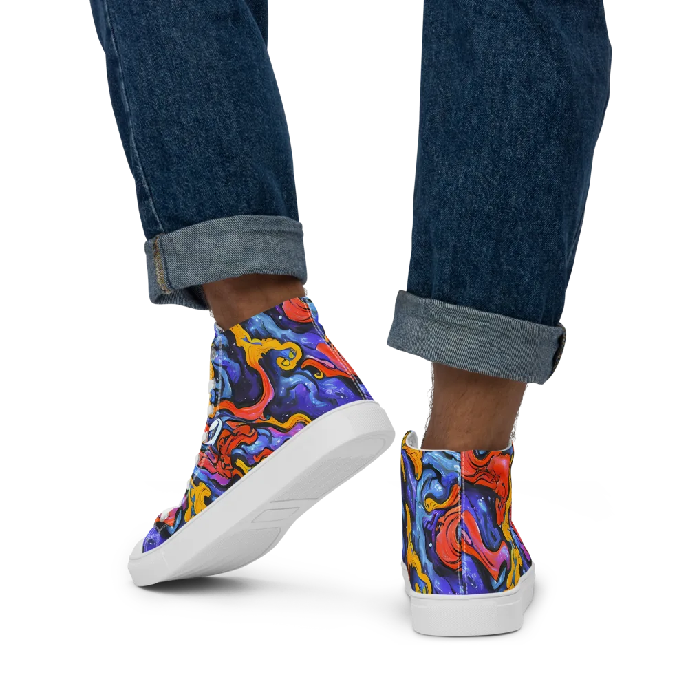 Midnight Mambo on Men's High Top Canvas Shoes — Back