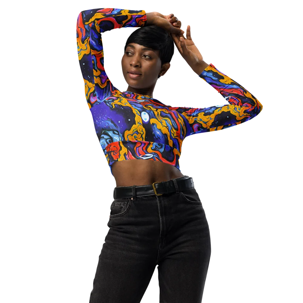 Midnight Mambo on Long Sleeve Crop Top — Front